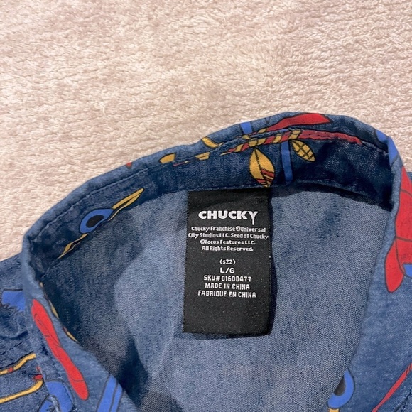 CHUCKY - Good Guys Child's Play - Men's Large Button Down. Halloween - Picture 3 of 5